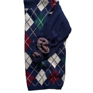 Vintage 80’s Women's Argyle Turtleneck Sweater - Navy, Burgundy, Green